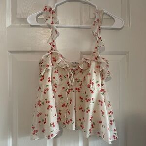 Wild Fable Cherry Print Ruffle Tank Top